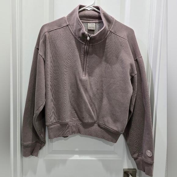 PINK Premium Fleece Half-Zip Sweatshirt Sz S Iced Coffee color - Picture 3 of 5
